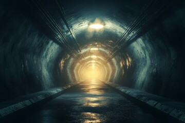 Dark Tunnel Leading To Bright Light Ahead