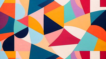 Colorful mural featuring abstract shapes