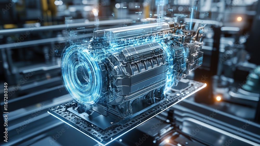 Fototapete A smart engine with embedded AI technology to optimize performance and efficiency.