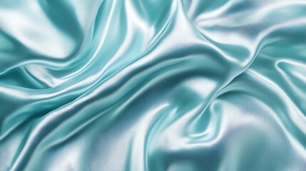 Fototapeta premium Luxurious Aqua Satin Fabric Smooth Texture for Elegant Background
