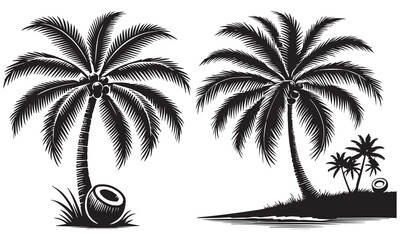 coconut trees silhouettes