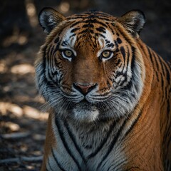 Obraz premium Highlight the piercing eyes of a tiger.