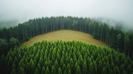 Obraz premium Forest to barren land transition nature scene aerial view environmental change fading ecosystem