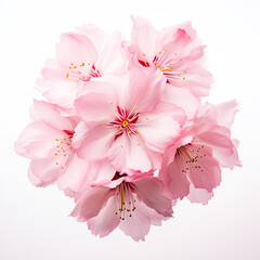 Pink sakura flower on white Background, real picture