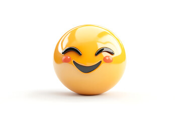 Fototapeta premium A cheerful, glossy yellow smiley face with a playful expression.