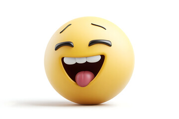 Fototapeta premium A cheerful emoji with a big smile and a playful expression, conveying happiness and fun.