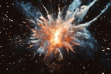 Fiery Explosion Colorful Sparks Glowing Radiating Energy