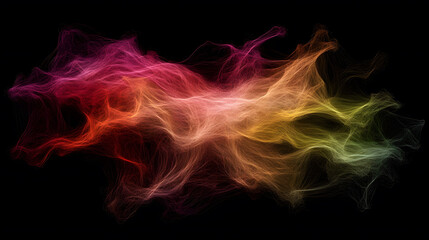 Fototapeta premium vibrant abstract digital artwork featuring colorful flowing lines in shades of red, pink, yellow, and green against black background, creating dynamic visual effect