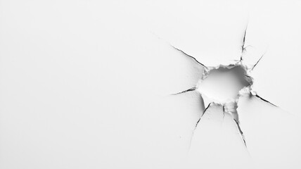 Broken hole white wall texture background fracture