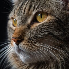 Capture the whiskers of a cat close up.