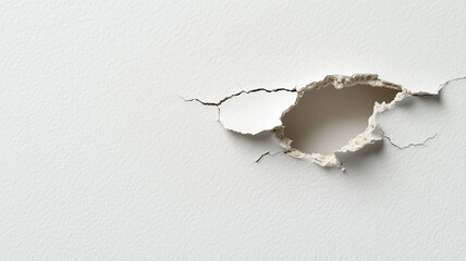 Broken hole white wall texture background fracture 