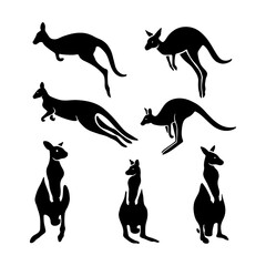 Kangaroo Silhouette on White Background logo icon