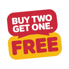Eye-Catching Buy Two Get One Free Promotion with Speech Bubbles