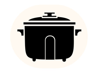 Rice cooker icon. Woman hand pouring rice from measuring cup into Rice cooker isolated. Rice cooker household appliance icon.