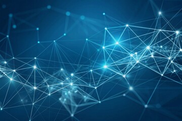 Obraz premium 3D Render of a Low Poly Plexus Design Network Communications