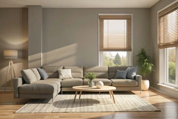 3D contemporary Living Room Interior and modern furniture