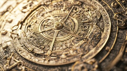 Ancient Atlantean Compass: A Photorealistic Close-Up Revealing Intricate Nautical Designs and Symbols of a Lost Civilization's Navigational Prowess