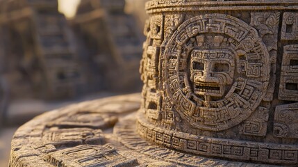 Obraz premium Mystical Atlantean Artifact: Ultra-Detailed Close-Up Revealing Intricate Carvings and Patterns of a Lost Civilization's Artistry and Craftsmanship