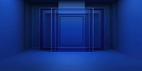 Abstract Blue Background with Geometric Shapes and Light Effects