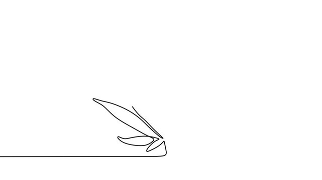 Marijuana art continuous line drawing on white paper