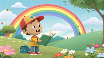 Obraz premium Cartoon baby education backgroun