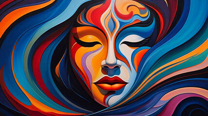 Face girl metaphorical painting