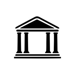 A bank in building icon silhouette on white background