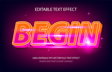 Begin editable text effect, 3D editable text template.	
