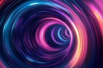 Abstract Swirling Neon Tunnel of Light and Color