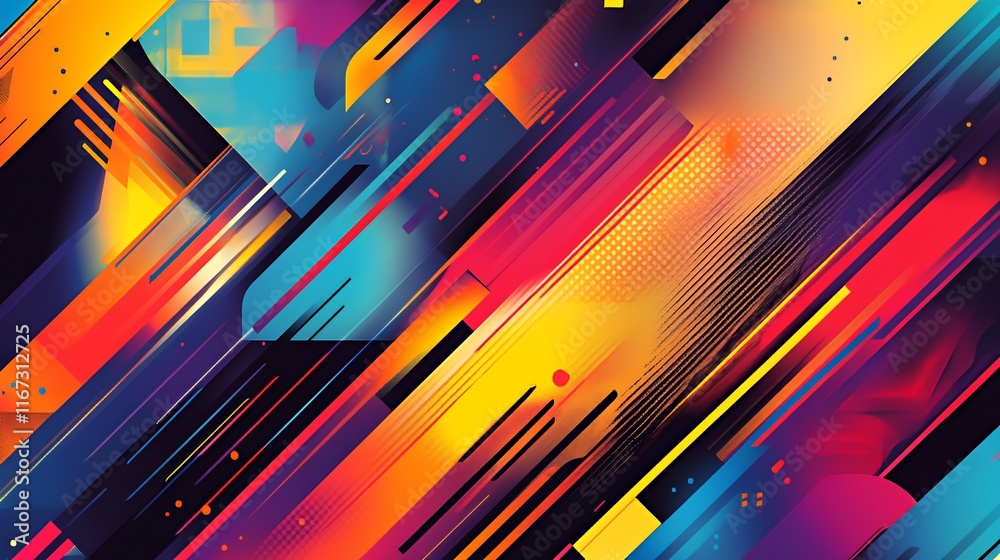 Poster abstract colorful diagonal lines graphic design