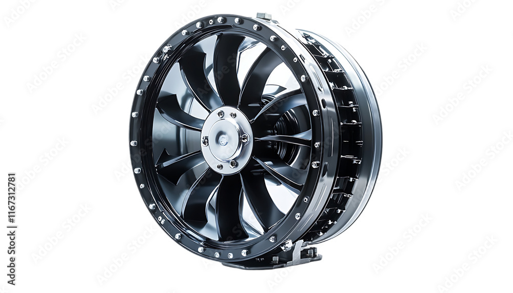 Poster A high-performance turbine fan designed for efficient airflow and cooling.