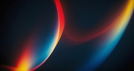 vibrant and colorful light waves dance across a dark background, creating a nostalgic and visually striking scene. The grainy texture adds a retro feel, evoking memories of old-school visuals