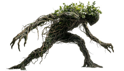 A humanoid figure made of vines and foliage, representing nature's spirit.