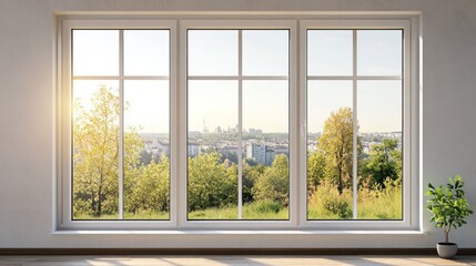 Sunlit Cityscape View from a Window