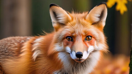 Fototapeta premium Close-up of the autumn fox