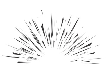 Fototapeta premium Explosion speed lines. Comic radial burst on white background. Vector manga motion elements of burst. Superhero frame, glow and power rays. Sparks of abstract bang roar and scream