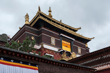 The Tashilhunpo Monastery and its golden roof in Shigatse Tibet China