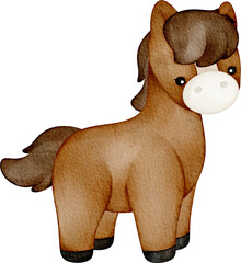watercolor cute horse © Je