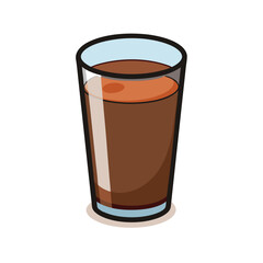 Glass with Chocolate Milk Vector Illustration, Cartoon Clipart and Line Art Design.eps