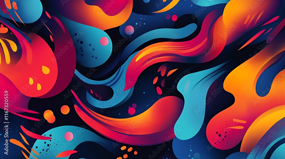 Poster abstract colorful fluid shapes design