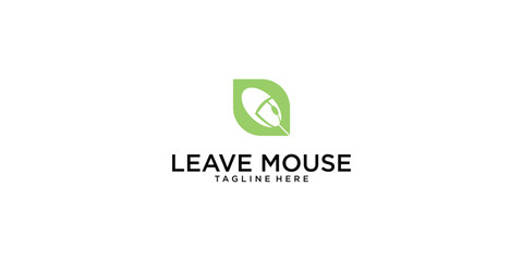Combine mouse and leave logo design with unique concept premium vector