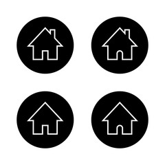 Homepage, home outline icon set on black circle. Web house sign symbol