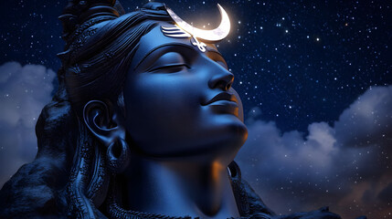 Adiyogi Black Shiv Sculpture Coimbatore Statue With Moon On The Head with stars on adi yogi bholenath Mahadev 3D Shiva maha shivaratri Mahashivratri