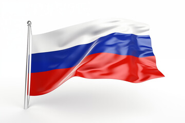 Fototapeta premium Russian National Flag on White Background – High-Quality Tricolor Design Featuring White, Blue, and Red Stripes – Perfect for Educational Projects, Creative Designs, Cultural Events, and Patriotic.