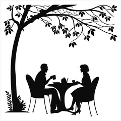 Vector silhouette of man sitting in a garden chair