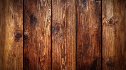 Fototapeta premium A close-up view of rustic wooden planks with rich texture and warm tones.