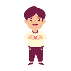 Cartoon Illustration of Happy Man Making Heart Shape, Design Inspiration, Object, Template, Character