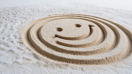 Naklejka premium Happy Face Drawn in Sand
