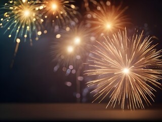Fototapeta premium fireworks in the night sky for new year celebration