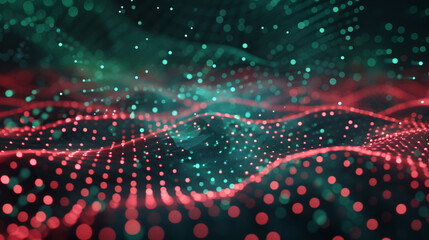 A red and green pattern of dots. The red and green dots are arranged in a way that creates a sense of movement and energy.